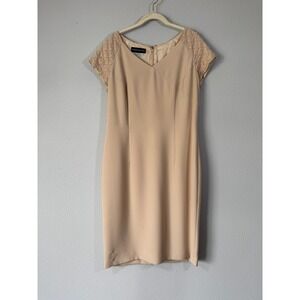 Donna Morgan Womens Dress Size 14 Beige Sheath Cocktail Party Career‎ Buttons
